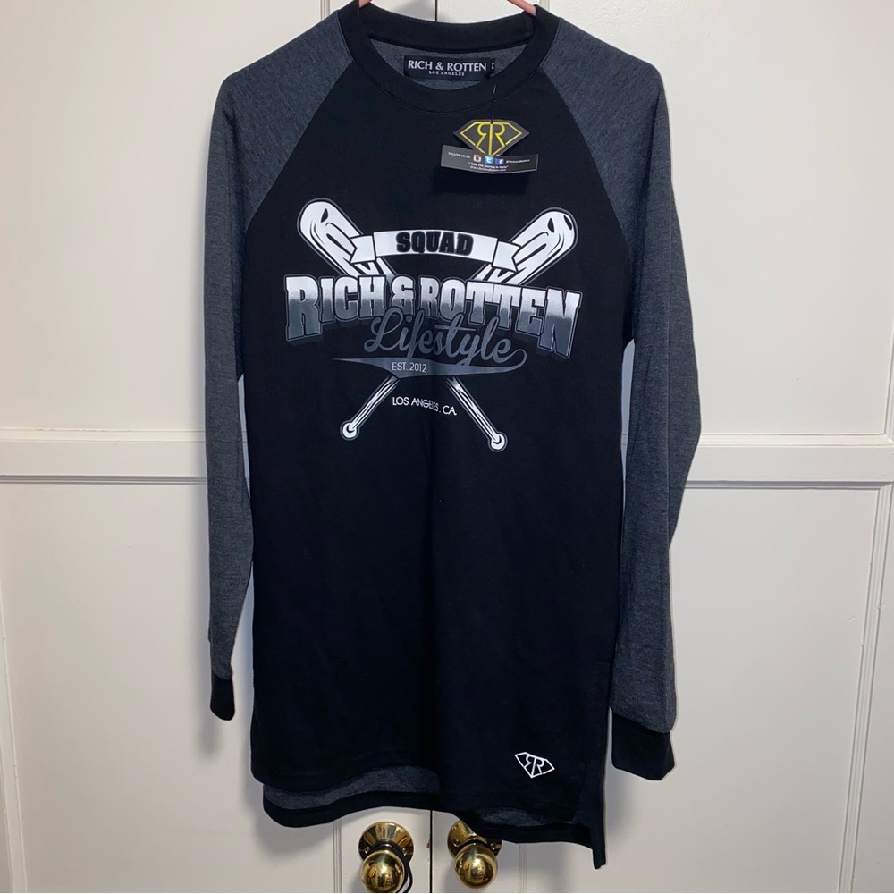 Rich & Rotten Medium Black and Gray Squad Long Sleeve Tee
